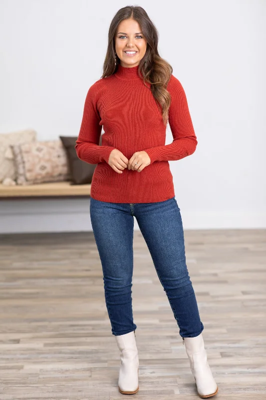 Cranberry Mock Neck Lightweight Sweater