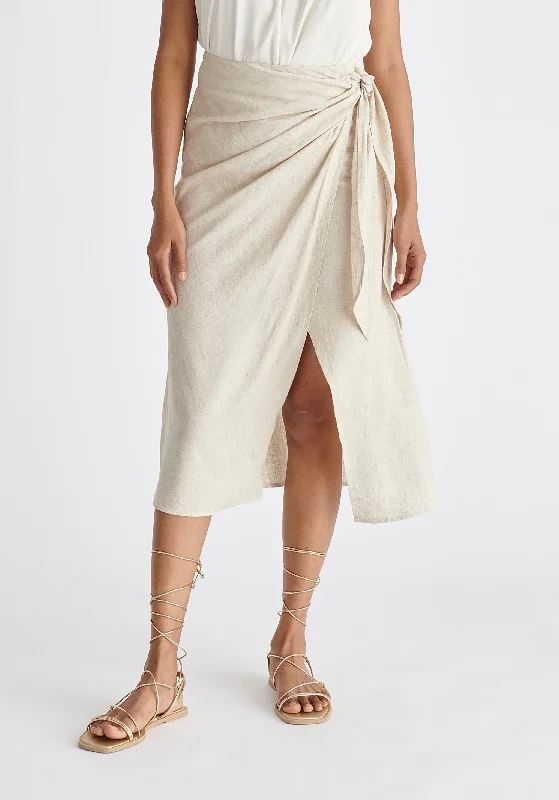 Linen Blend Wrap Skirt