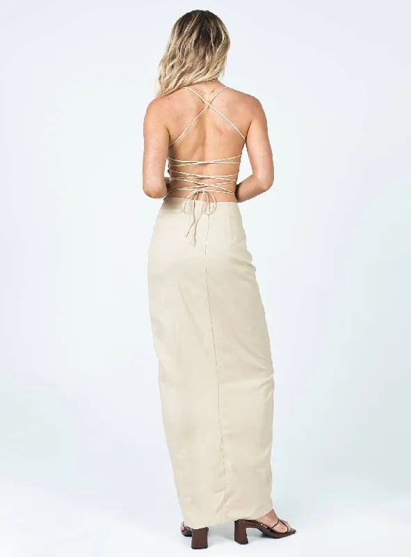 Pyramids Midi Skirt Beige