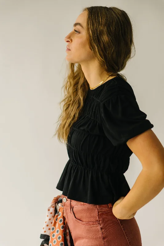 The Altus Smocked Detail Blouse in Black