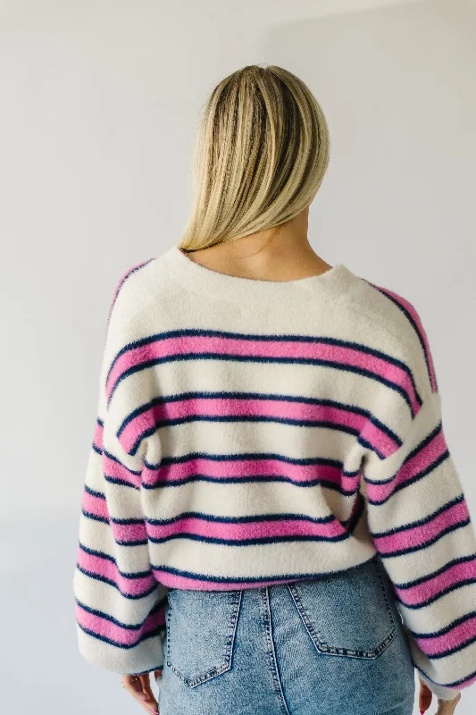 The Willmar Mohair Cardigan in Ivory + Pink Multi