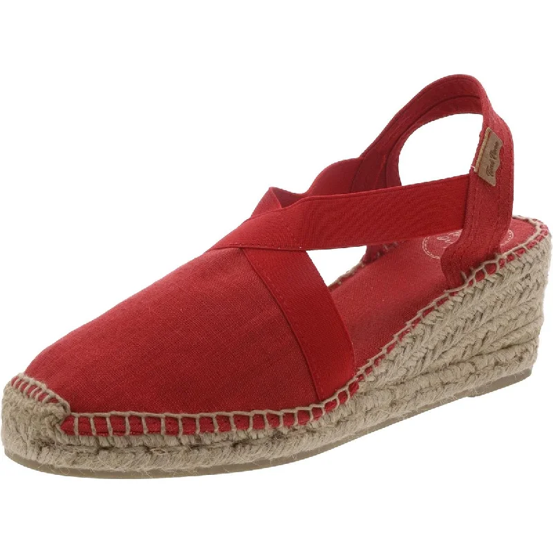 Ter Womens Canvas Slip On Espadrille Heels