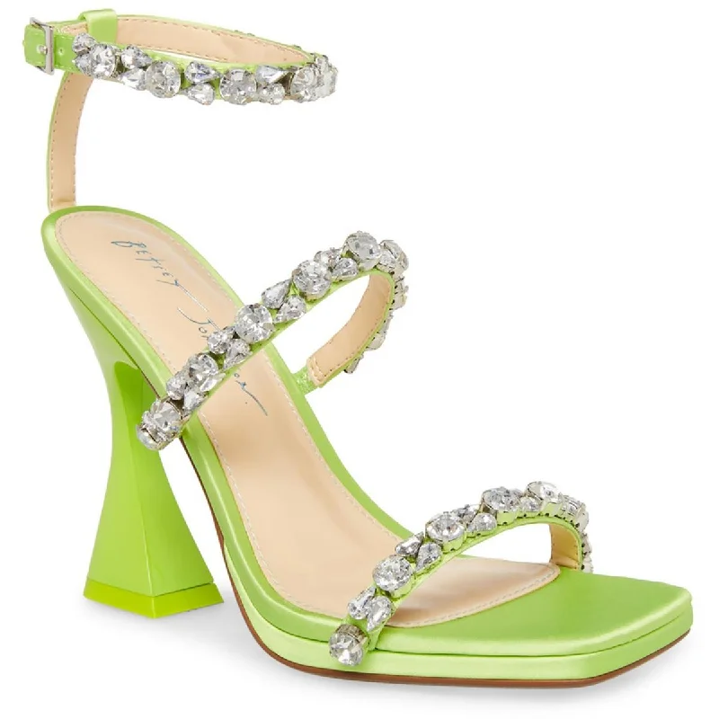 SB Perry Womens Satin Jeweled Heels