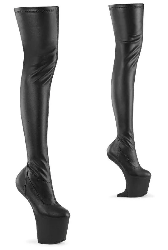 CRAZE-3000 Black Faux Leather Thigh Boot