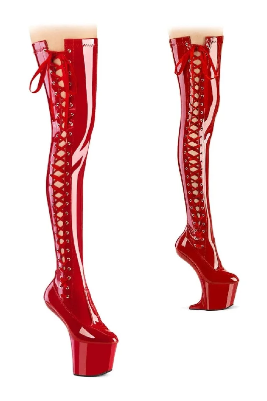 CRAZE-3050 Red Patent Thigh Boot