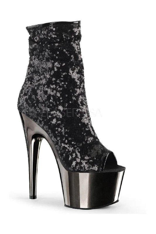 ADORE-1008SQ Platform Boot  | Black Sequins