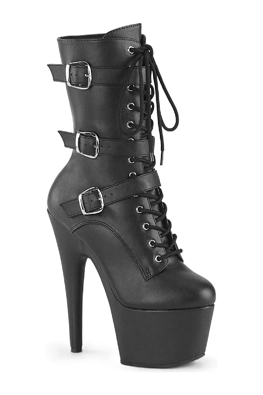 ADORE-1043 Black Faux Leather Ankle Boot