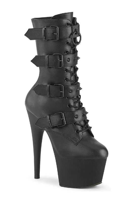 ADORE-1046 Black Faux Leather Ankle Boot