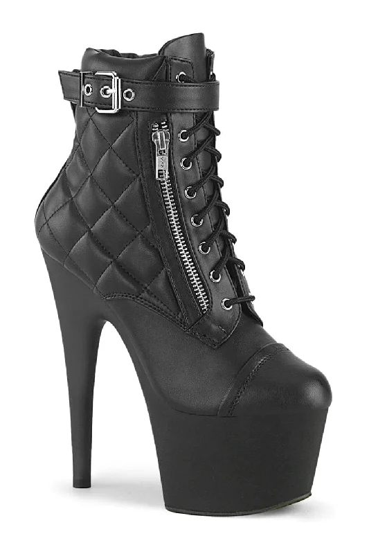 ADORE-700-05 Black Faux Leather Ankle Boot