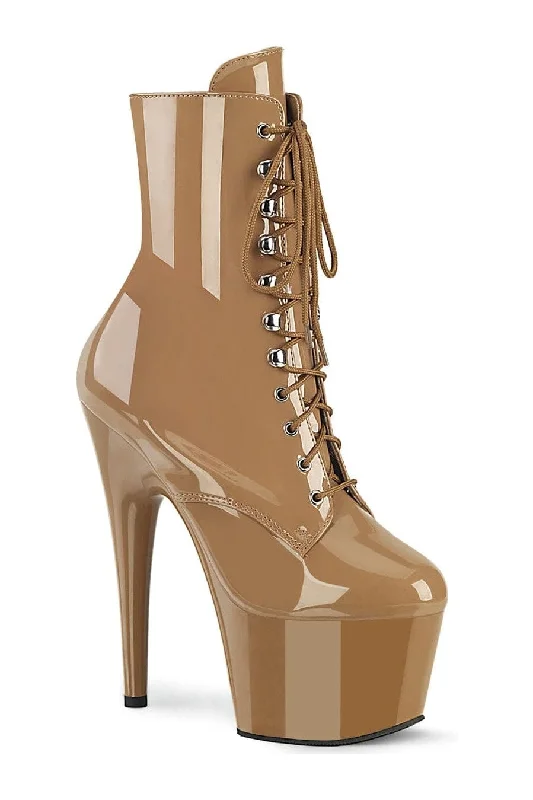 ADORE-1020 Brown Patent Ankle Boot