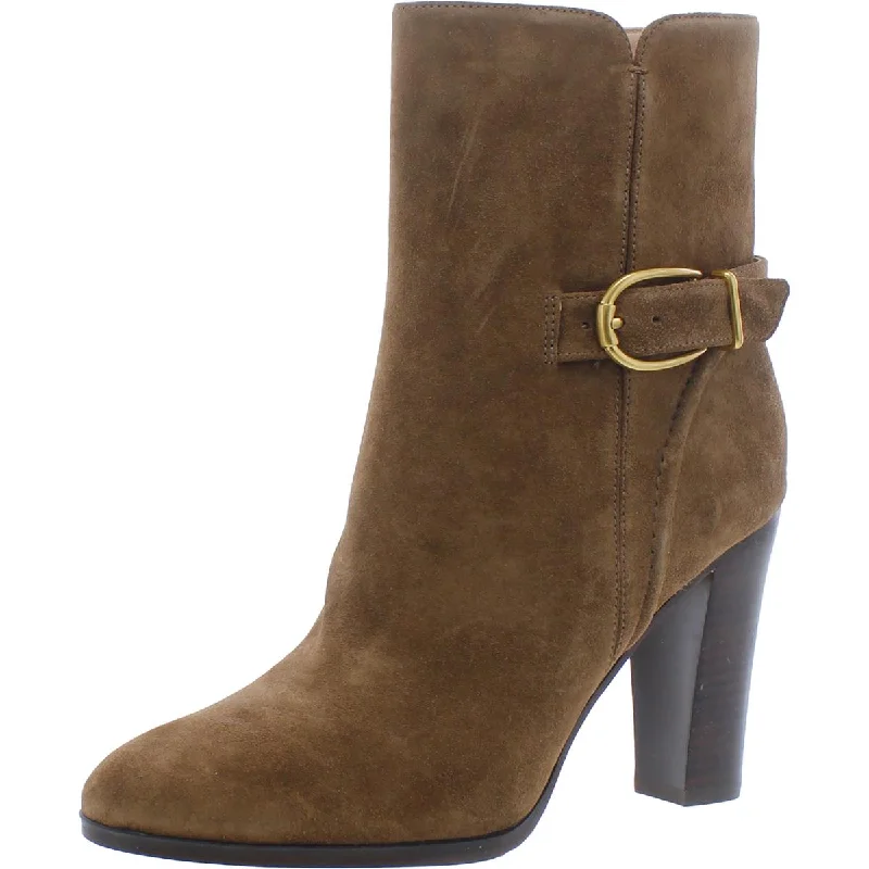 Viv Womens Suede Almond Toe Ankle Boots