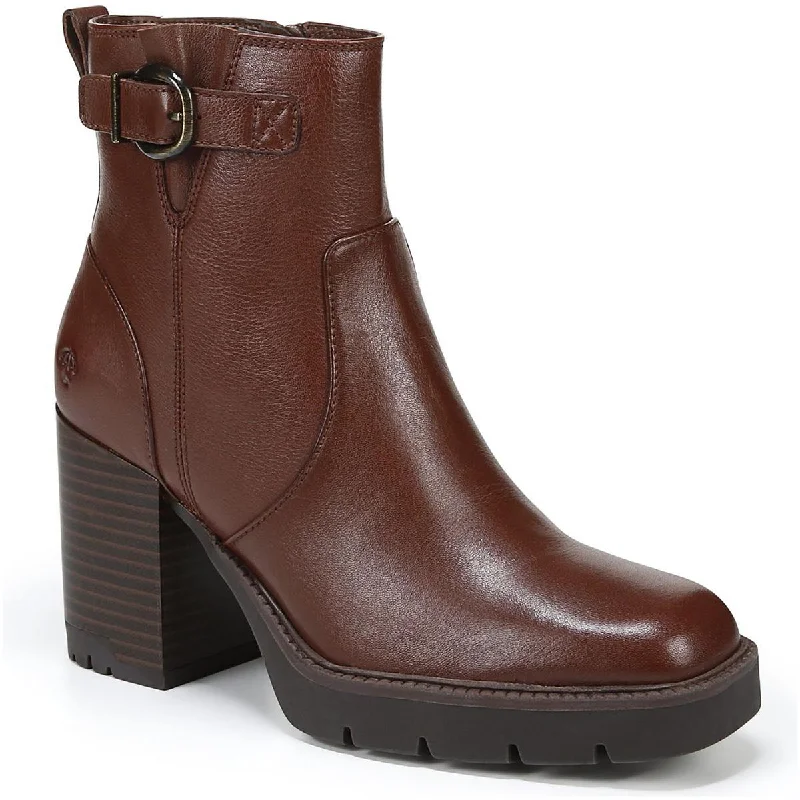 Wilde Womens Leather Stacked Heel Ankle Boots