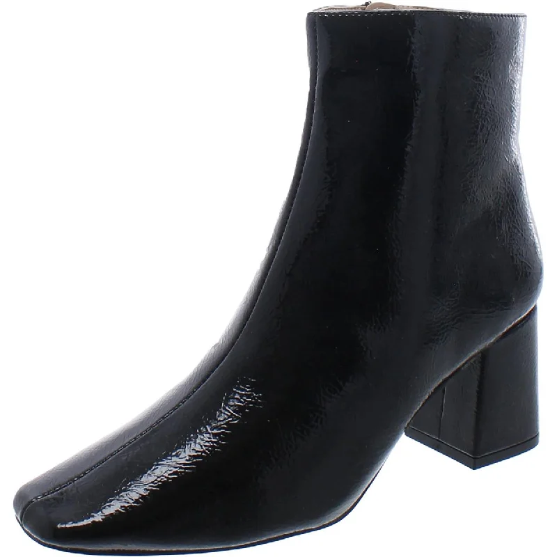 Womens Patent Block heel Ankle Boots