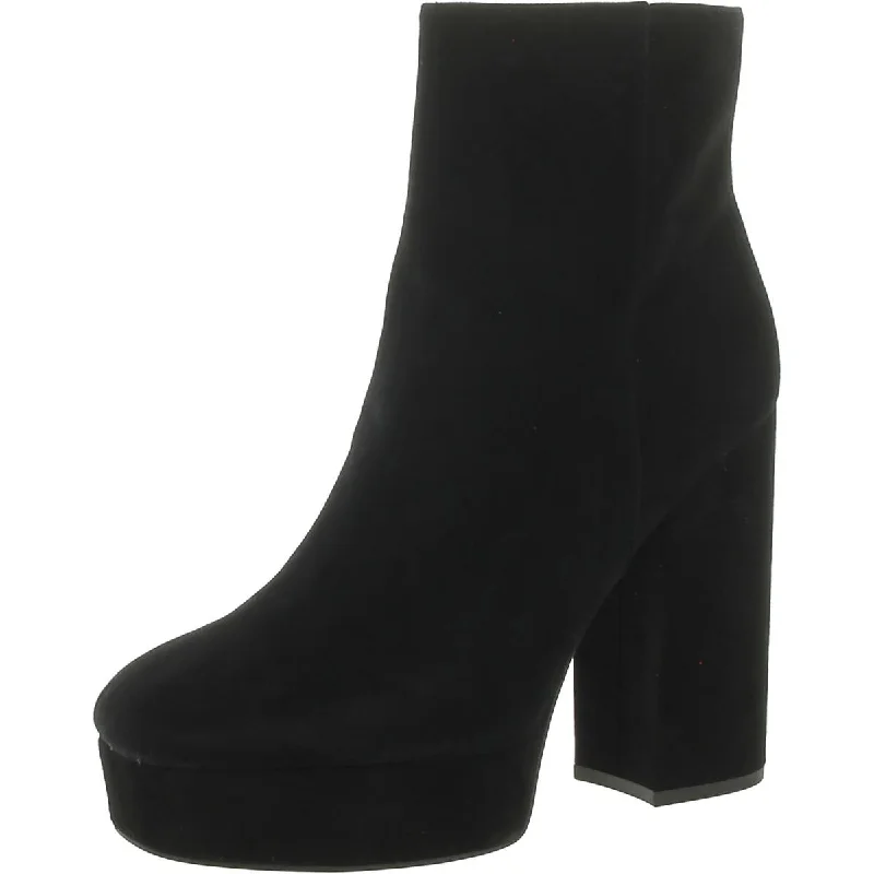 Iona Womens Suede Block Heel Ankle Boots