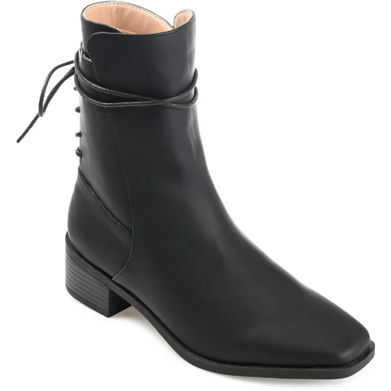 Womens Faux Leather Casual Ankle Boots