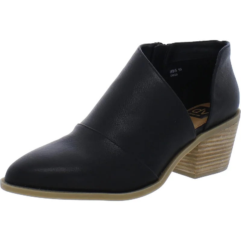 Omiss Womens Faux Leather Cut-Out Ankle Boots