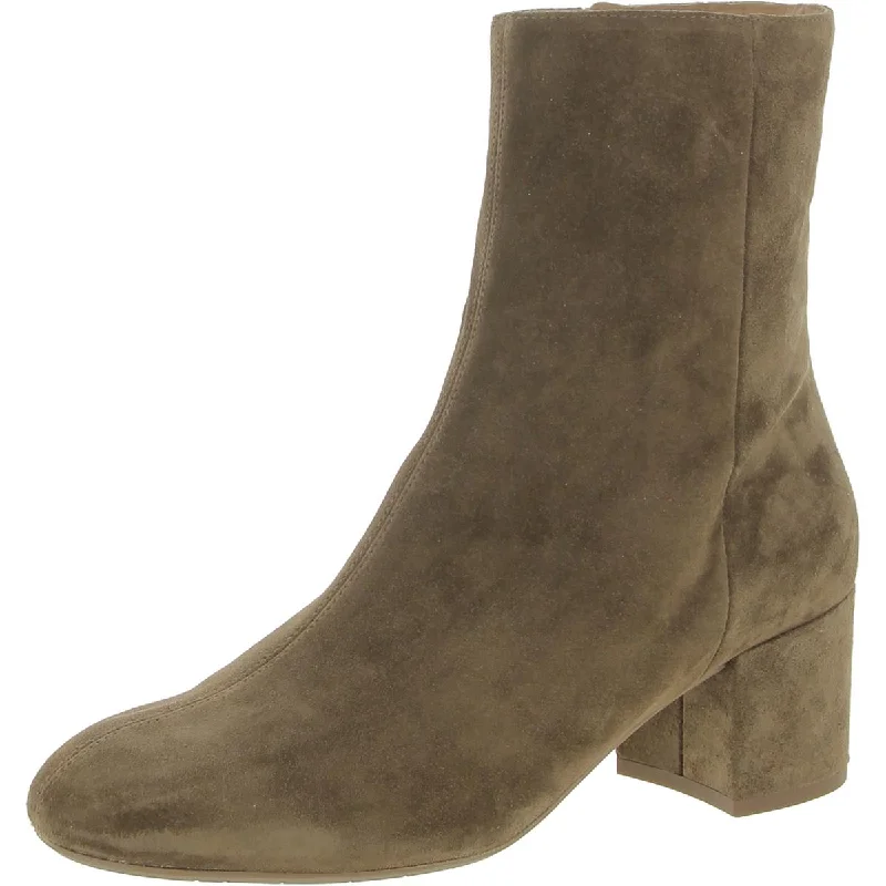 Womens Suede Block Heel Ankle Boots