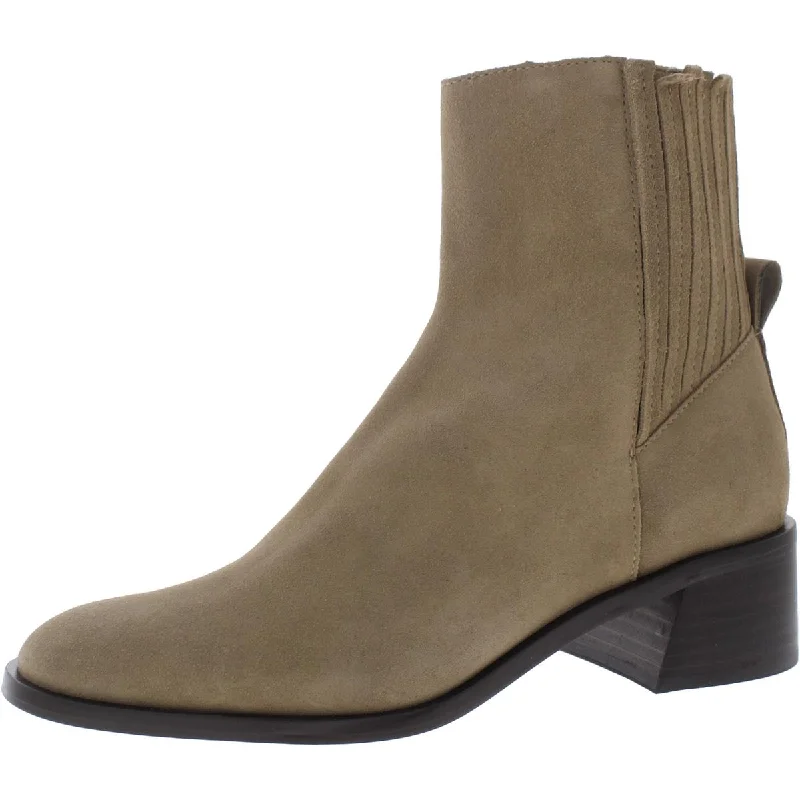 LINNY Womens Faux Suede Block Heel Ankle Boots