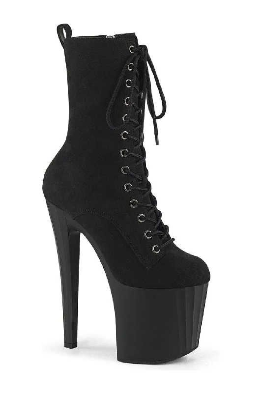 ENCHANT-1040 Black Faux Suede Knee Boot