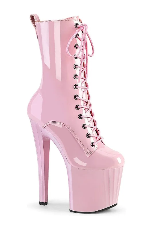 ENCHANT-1040 Pink Patent Knee Boot