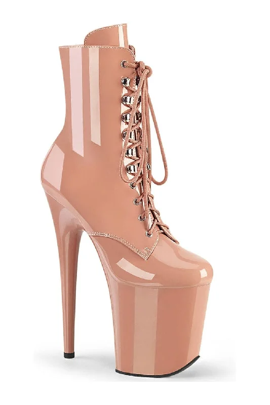 FLAMINGO-1020 Rose Gold Patent Ankle Boot