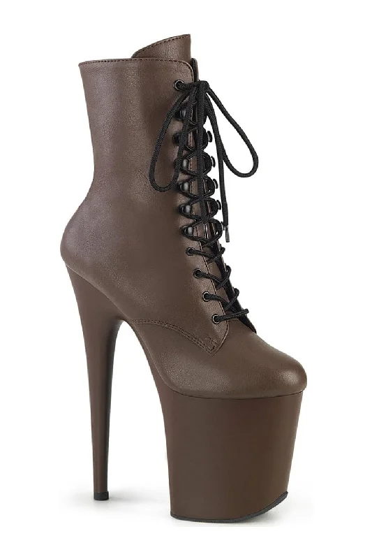 FLAMINGO-1020 Brown Faux Leather Ankle Boot