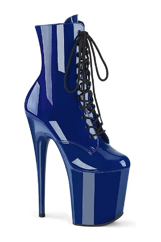 FLAMINGO-1020 Blue Patent Ankle Boot