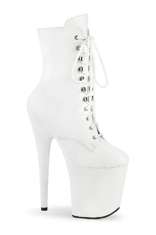 FLAMINGO-1020WR White Faux Leather Ankle Boot