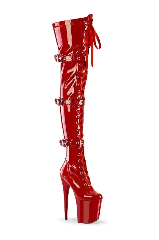 FLAMINGO-3028 Red Patent Thigh Boot