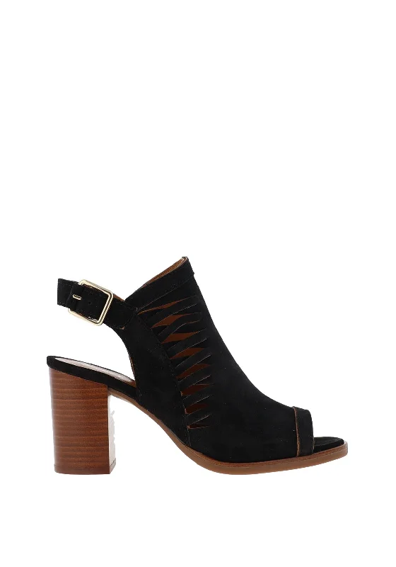 Alpe Suede Block Heel Mule Sandals, Black