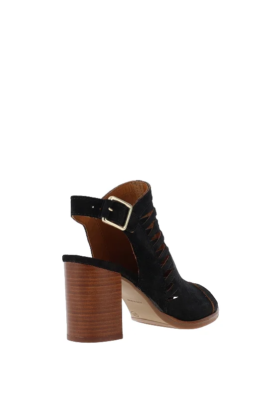 Alpe Suede Block Heel Mule Sandals, Black