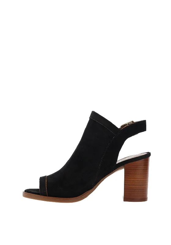 Alpe Suede Block Heel Mule Sandals, Black