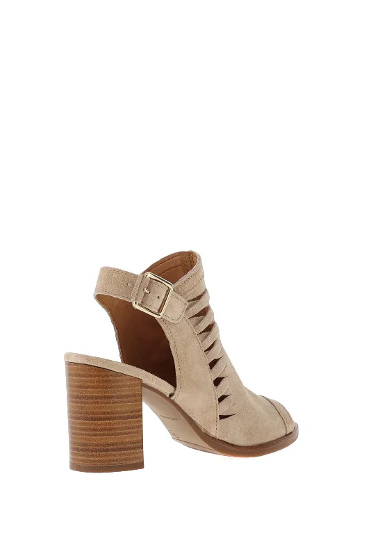 Alpe Suede Block Heel Mule Sandals, Neutral