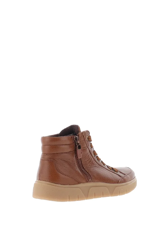 Ara Leather Side Zip High Top Trainers, Nuts