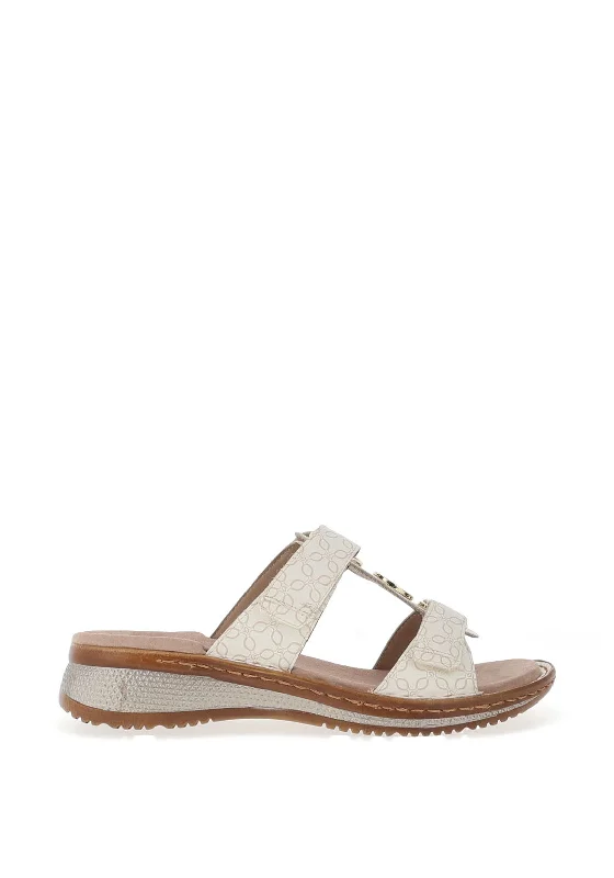 Ara Leather Logo Slip on Sandals, White