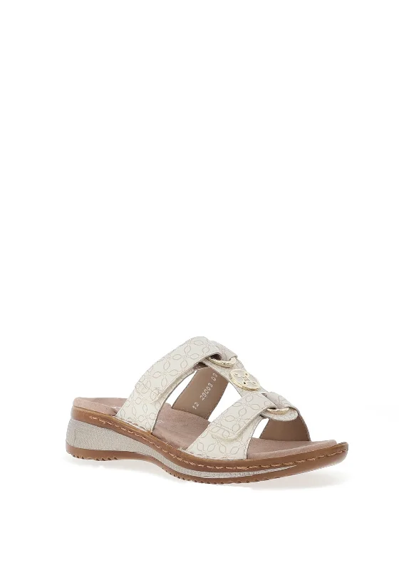 Ara Leather Logo Slip on Sandals, White