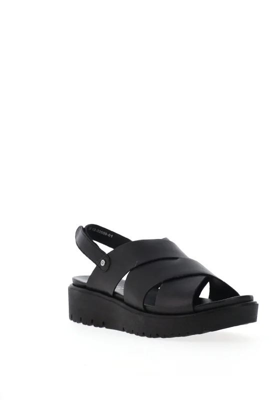 Ara Leather Strappy Chunky Sandals, Black