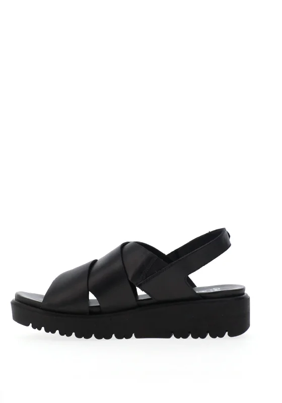 Ara Leather Strappy Chunky Sandals, Black