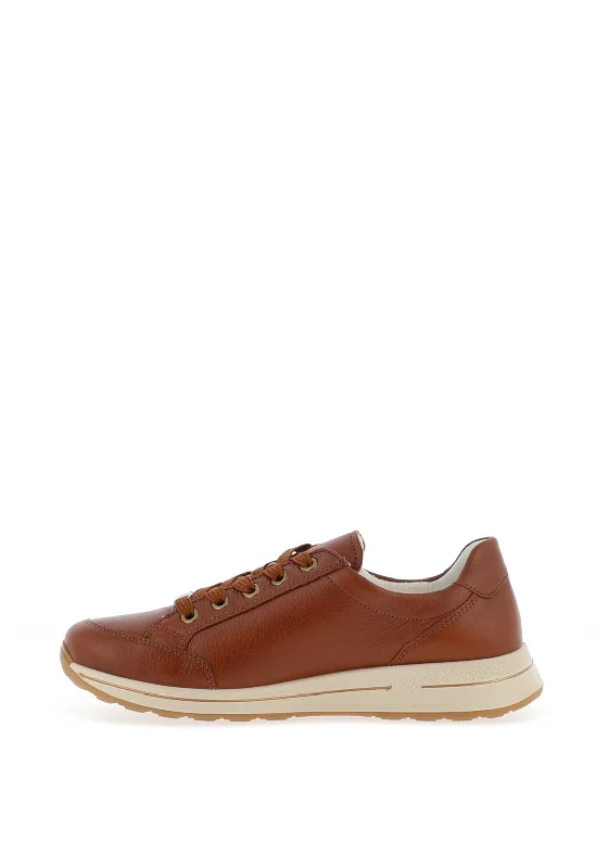 Ara Leather Printed Side Zip Trainers, Cognac