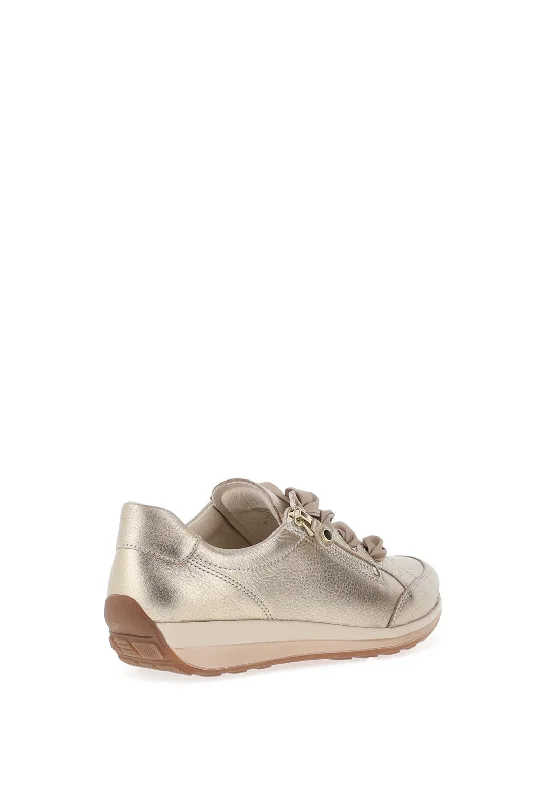 Ara Pebble Leather Side Zip Trainers, Platinum