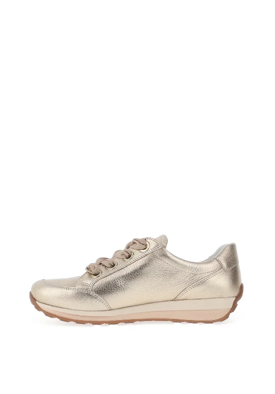 Ara Pebble Leather Side Zip Trainers, Platinum