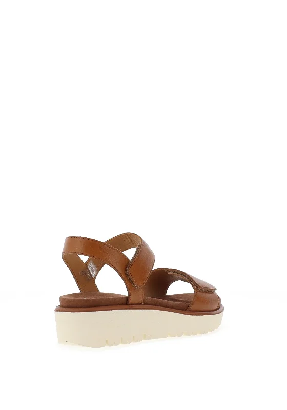 Ara Leather Velcro Strap Sandals, Tan