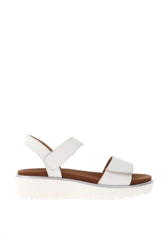 Ara Leather Velcro Strap Sandals, White