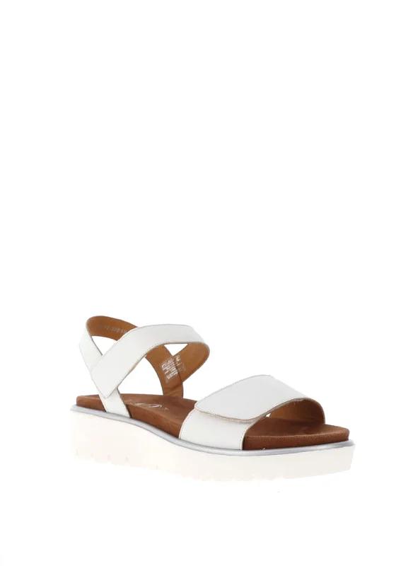 Ara Leather Velcro Strap Sandals, White