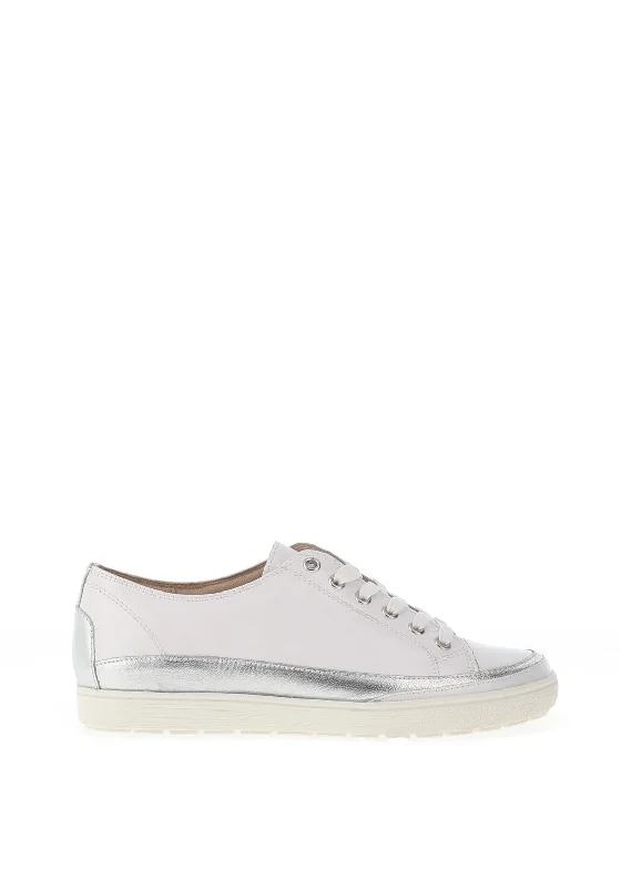 Caprice Leather Lace Up Trainer, White