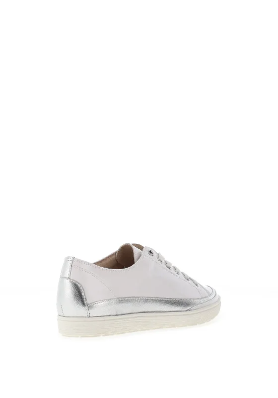 Caprice Leather Lace Up Trainer, White