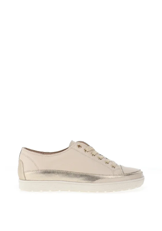 Caprice Leather Lace Up Trainer, Cream Combo