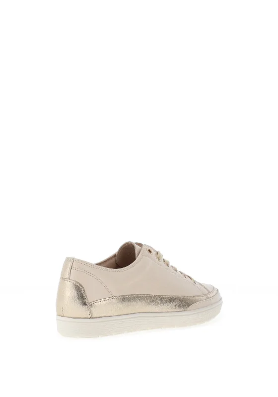 Caprice Leather Lace Up Trainer, Cream Combo