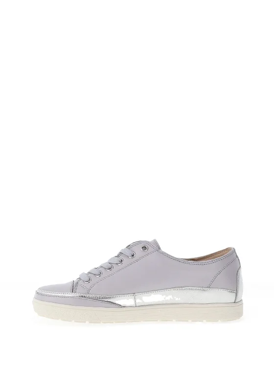 Caprice Leather Lace Up Trainer, Blue Pearl