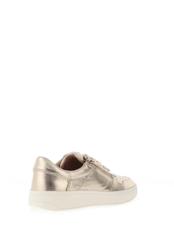 Caprice Metallic Leather Trainers, Gold Metallic